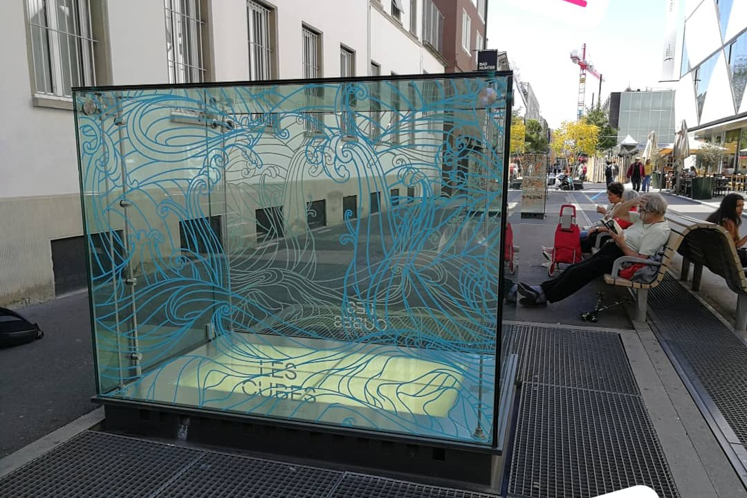 Décoration artistique des cubes au quartier du Flon à Lausanne
